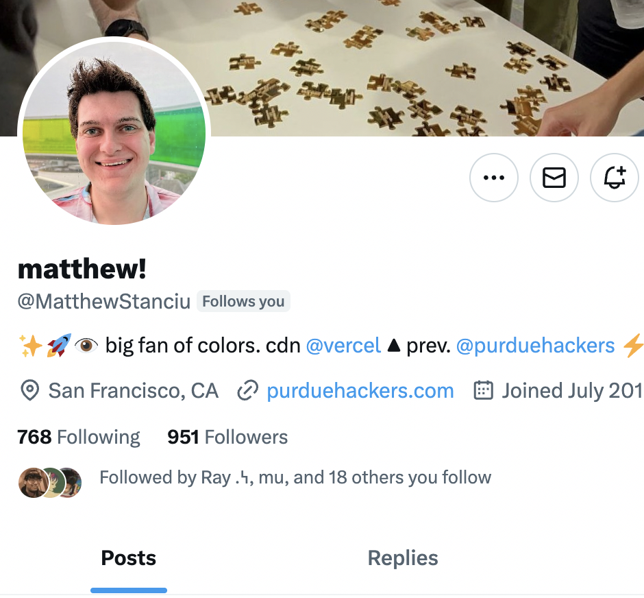 Screenshot of alum Matthew Stanciu's twitter