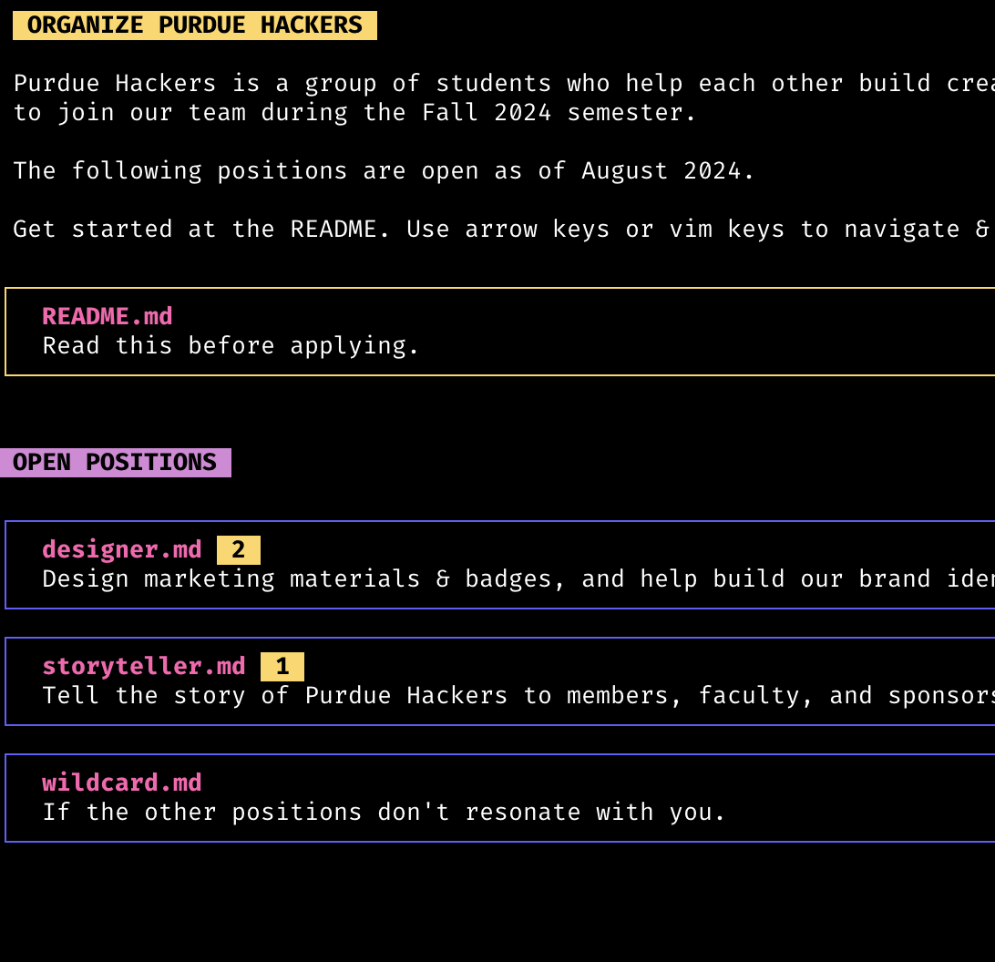 Screenshot of ssh organize.purduehackers.com
